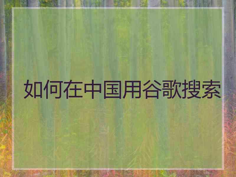 如何在中国用谷歌搜索
