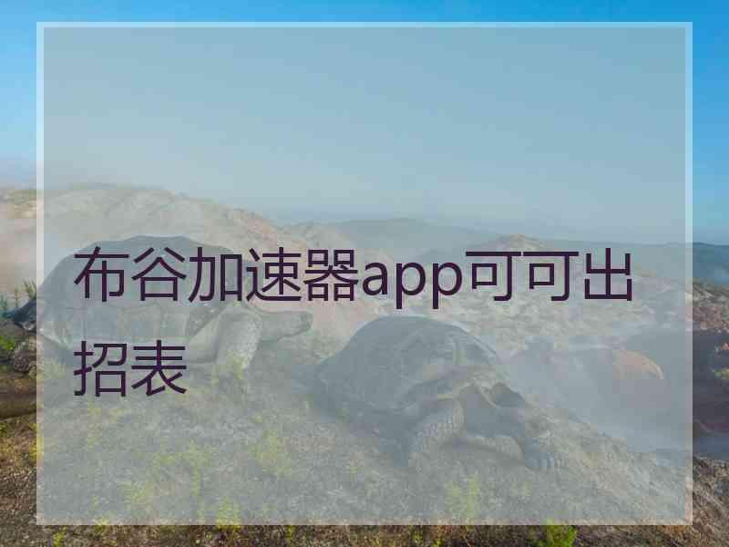 布谷加速器app可可出招表