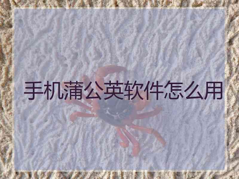 手机蒲公英软件怎么用