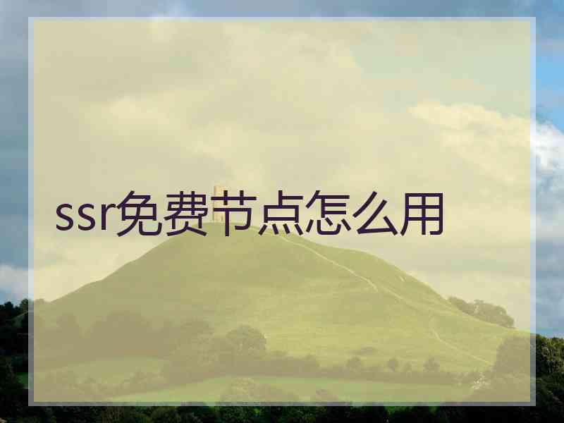 ssr免费节点怎么用