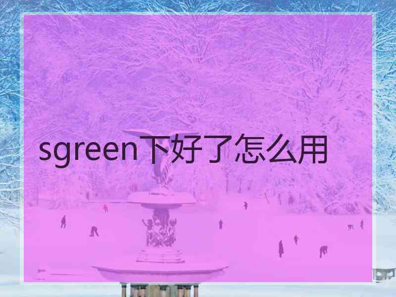sgreen下好了怎么用